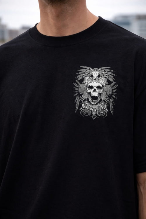 Tribal Skull Graphic T-Shirt - Black